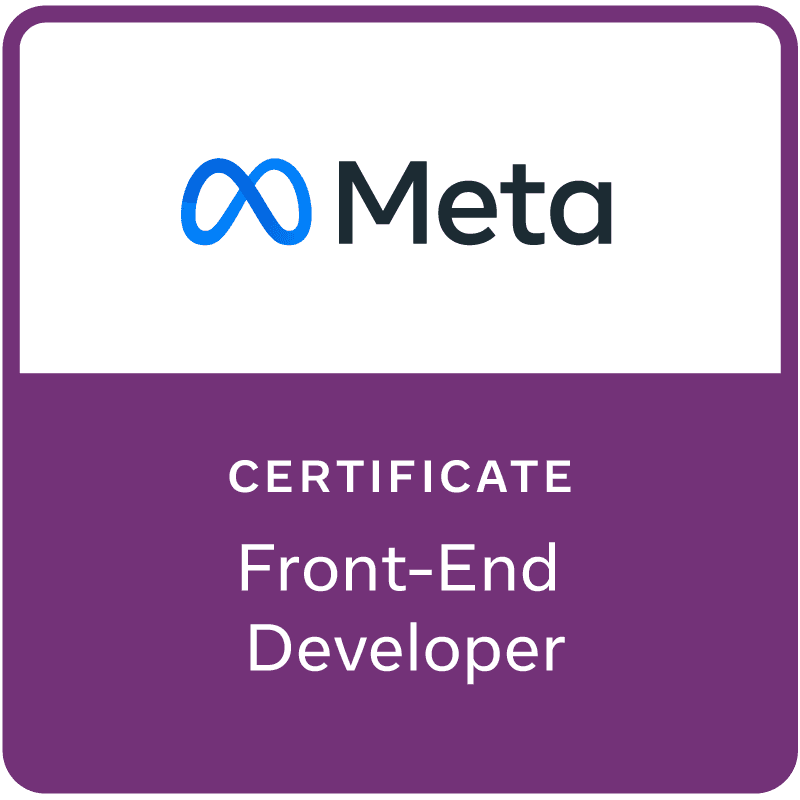 Credly badge for Thomas Cox Meta Front-End Developer Certification